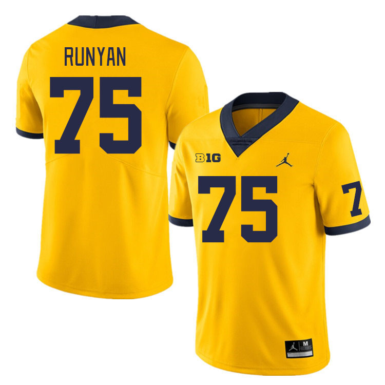Michigan Wolverines #75 Jon Runyan College Football Jerseys Stitched Sale-Maize